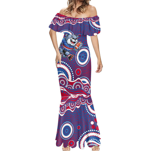 Western Bulldogs Mermaid Dress Aboriginal Dot Pattern - Football Mascot Heritage Pride