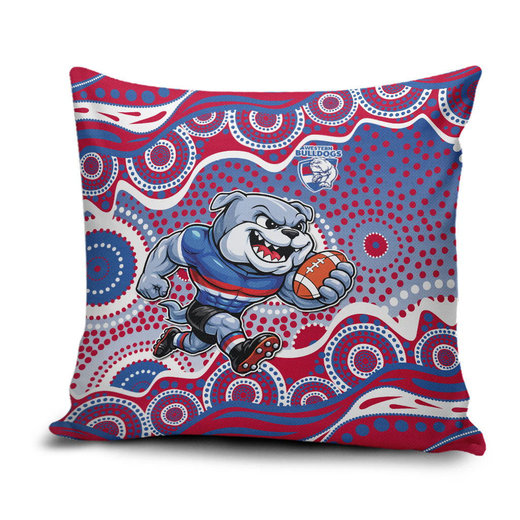 Western Bulldogs Pillow Cover Aboriginal Dot Pattern - Football Mascot Heritage Pride