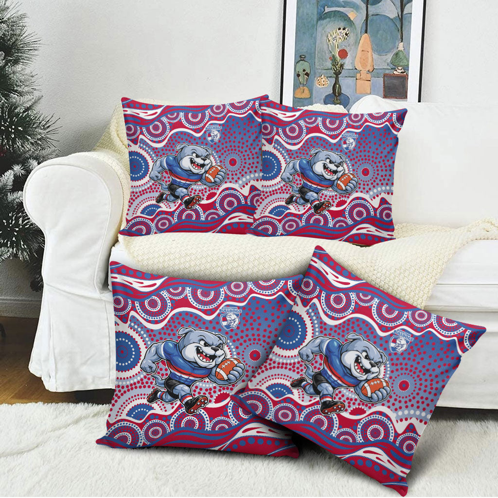 Western Bulldogs Pillow Cover Aboriginal Dot Pattern - Football Mascot Heritage Pride