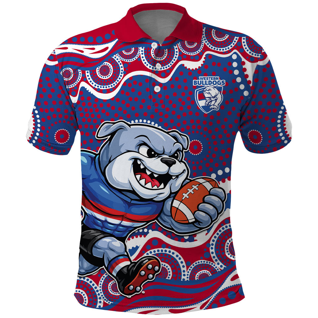 Western Bulldogs Polo Shirt Aboriginal Dot Pattern - Football Mascot Heritage Pride