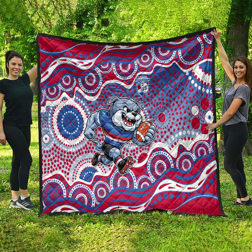 Western Bulldogs Quilt Aboriginal Dot Pattern - Football Mascot Heritage Pride