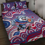 Western Bulldogs Quilt Bed Set Aboriginal Dot Pattern - Football Mascot Heritage Pride