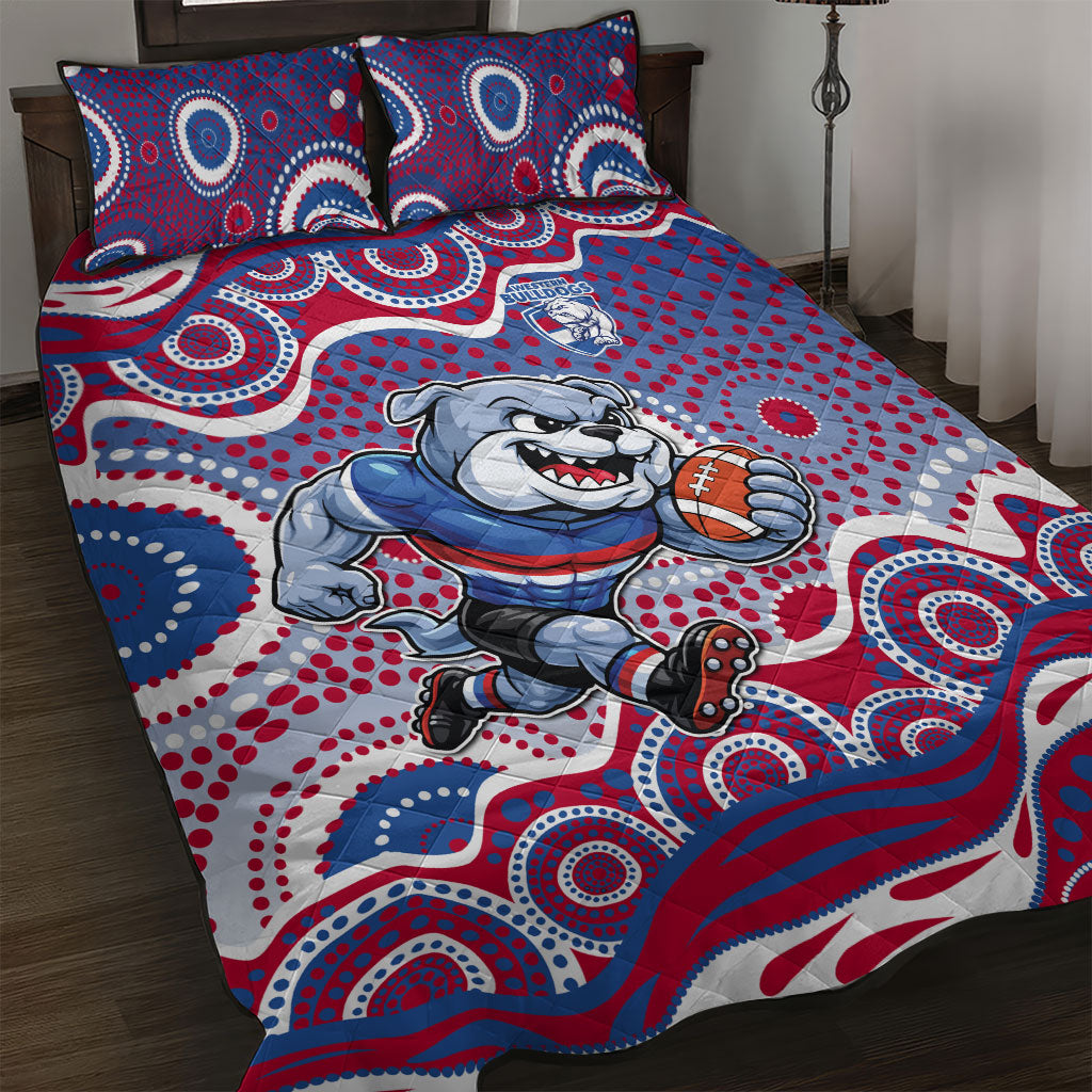 Western Bulldogs Quilt Bed Set Aboriginal Dot Pattern - Football Mascot Heritage Pride