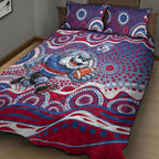 Western Bulldogs Quilt Bed Set Aboriginal Dot Pattern - Football Mascot Heritage Pride