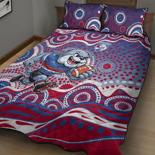 Western Bulldogs Quilt Bed Set Aboriginal Dot Pattern - Football Mascot Heritage Pride