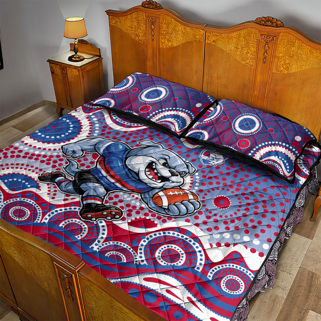 Western Bulldogs Quilt Bed Set Aboriginal Dot Pattern - Football Mascot Heritage Pride
