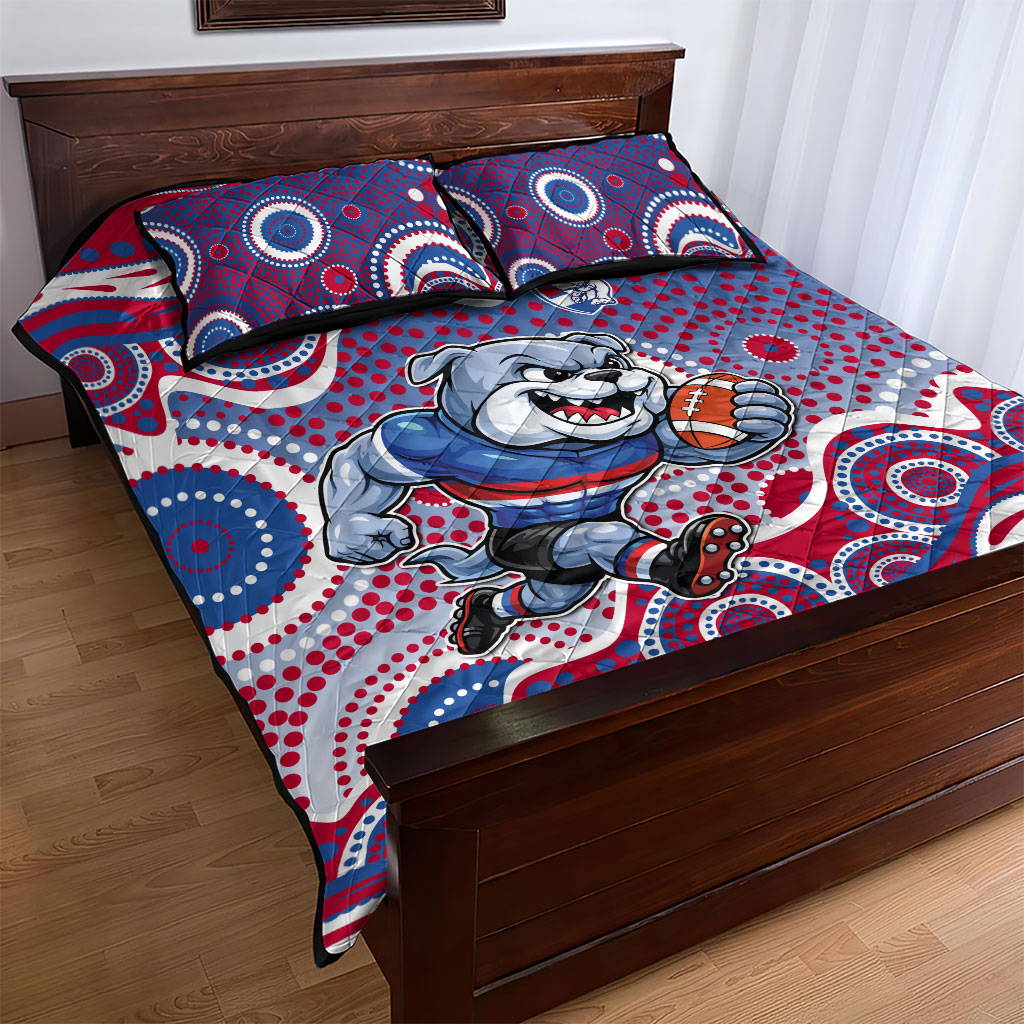 Western Bulldogs Quilt Bed Set Aboriginal Dot Pattern - Football Mascot Heritage Pride