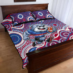 Western Bulldogs Quilt Bed Set Aboriginal Dot Pattern - Football Mascot Heritage Pride