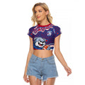 Western Bulldogs Raglan Cropped T Shirt Aboriginal Dot Pattern - Football Mascot Heritage Pride