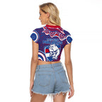 Western Bulldogs Raglan Cropped T Shirt Aboriginal Dot Pattern - Football Mascot Heritage Pride
