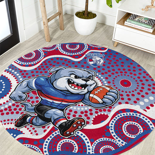 Western Bulldogs Round Carpet Aboriginal Dot Pattern - Football Mascot Heritage Pride