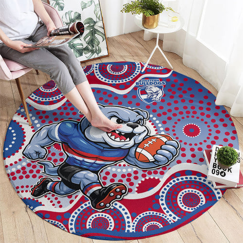 Western Bulldogs Round Carpet Aboriginal Dot Pattern - Football Mascot Heritage Pride