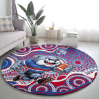Western Bulldogs Round Carpet Aboriginal Dot Pattern - Football Mascot Heritage Pride