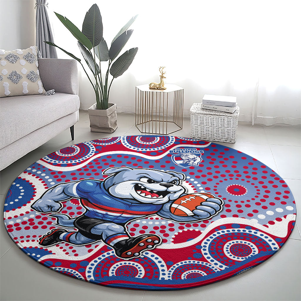 Western Bulldogs Round Carpet Aboriginal Dot Pattern - Football Mascot Heritage Pride