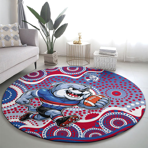 Western Bulldogs Round Carpet Aboriginal Dot Pattern - Football Mascot Heritage Pride