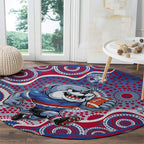 Western Bulldogs Round Carpet Aboriginal Dot Pattern - Football Mascot Heritage Pride