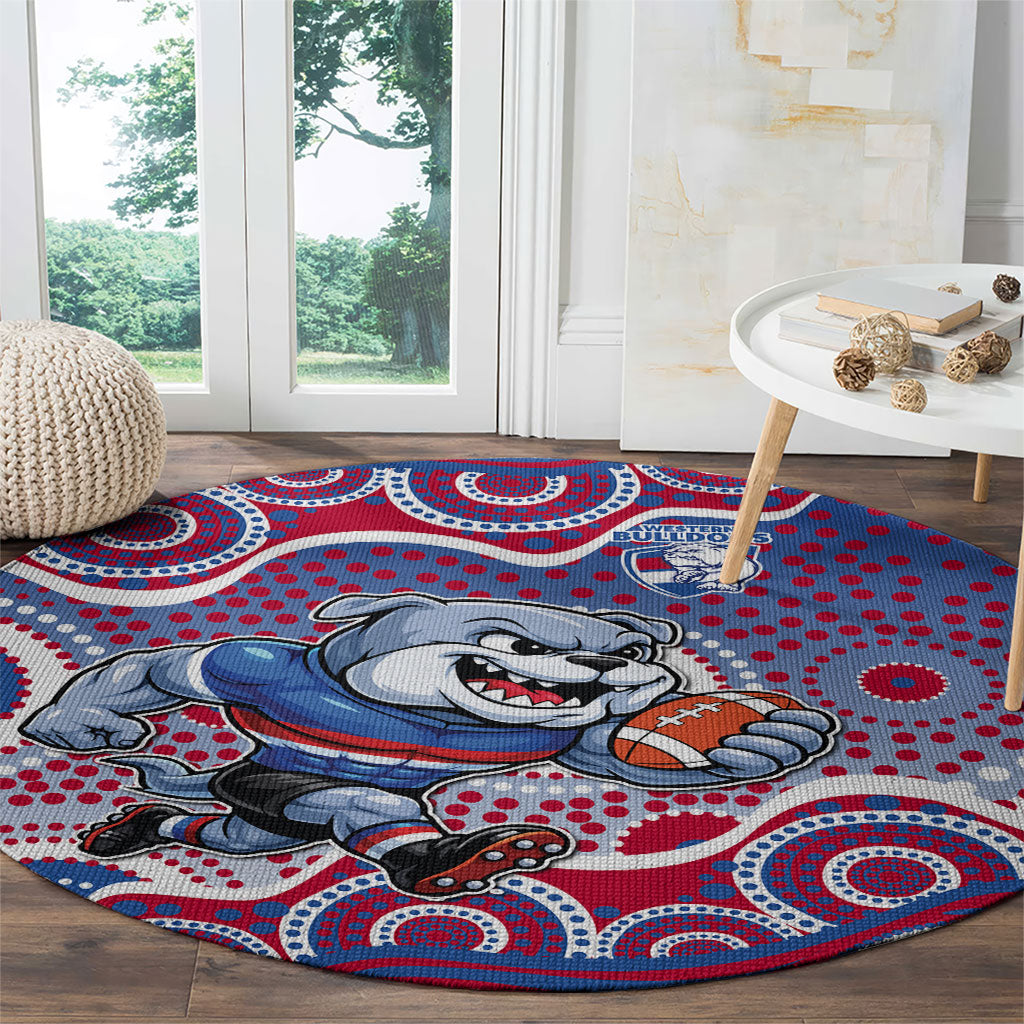 Western Bulldogs Round Carpet Aboriginal Dot Pattern - Football Mascot Heritage Pride