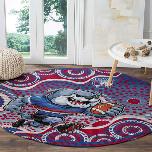 Western Bulldogs Round Carpet Aboriginal Dot Pattern - Football Mascot Heritage Pride