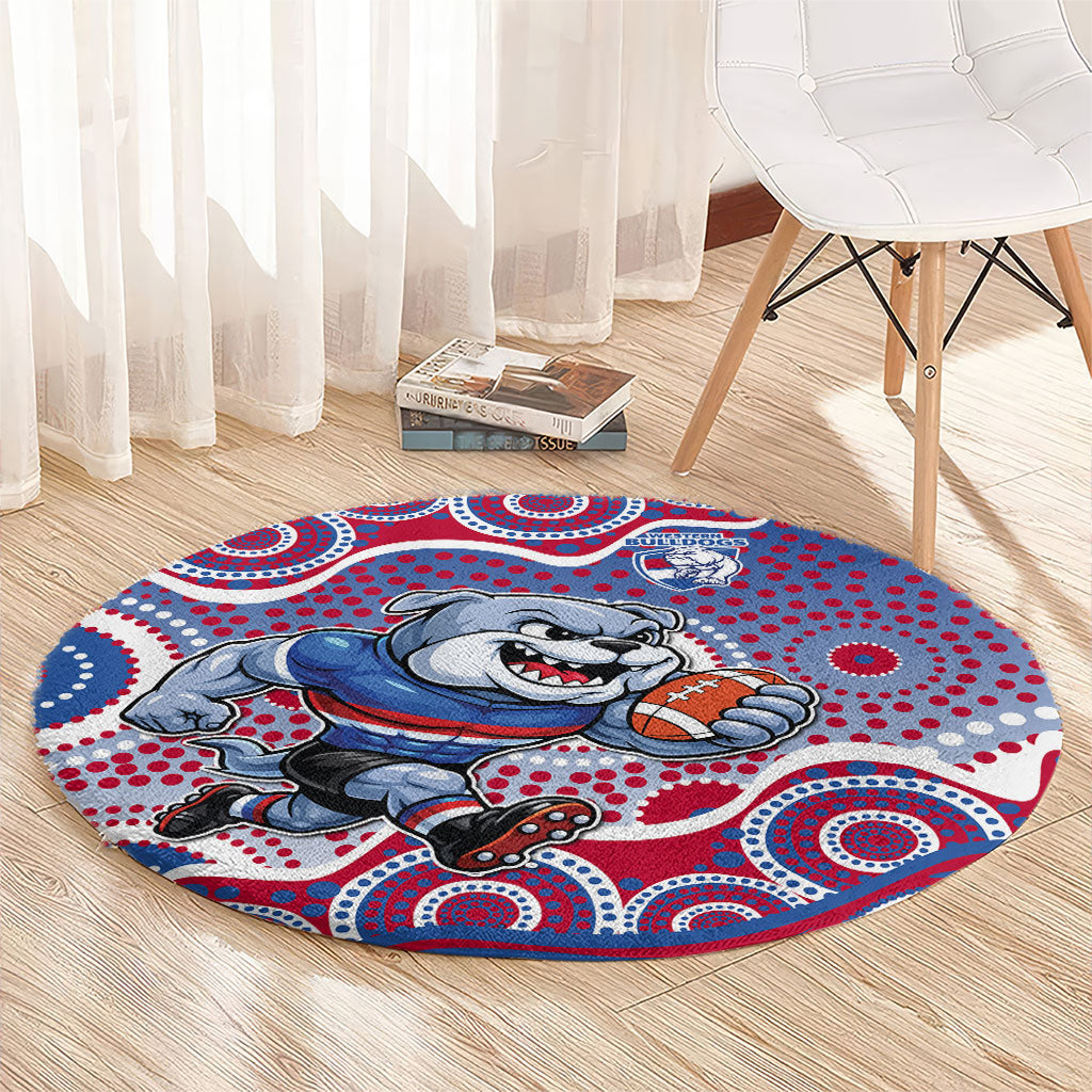 Western Bulldogs Round Carpet Aboriginal Dot Pattern - Football Mascot Heritage Pride