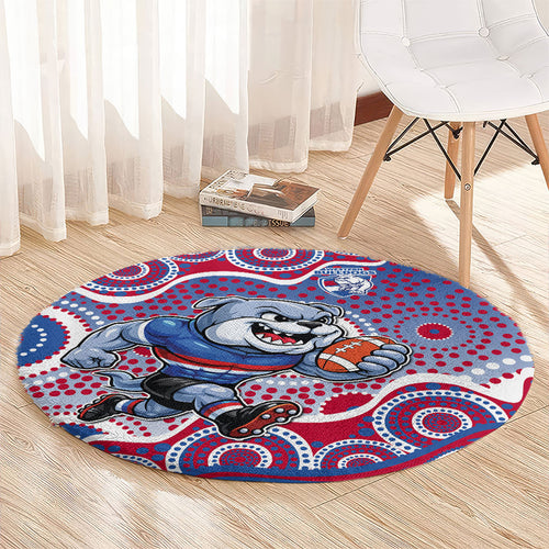 Western Bulldogs Round Carpet Aboriginal Dot Pattern - Football Mascot Heritage Pride