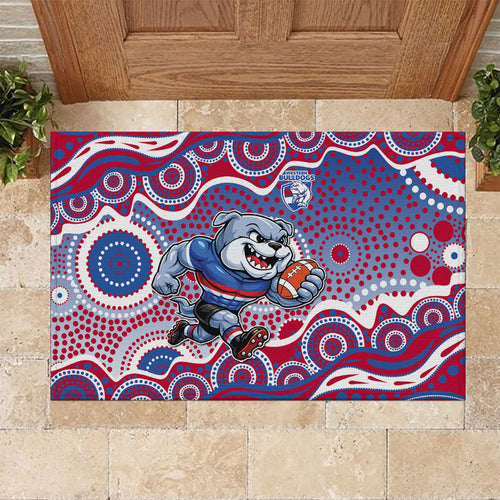 Western Bulldogs Rubber Doormat Aboriginal Dot Pattern - Football Mascot Heritage Pride