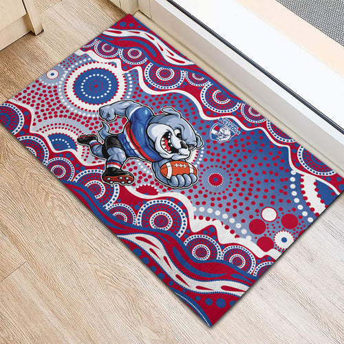 Western Bulldogs Rubber Doormat Aboriginal Dot Pattern - Football Mascot Heritage Pride