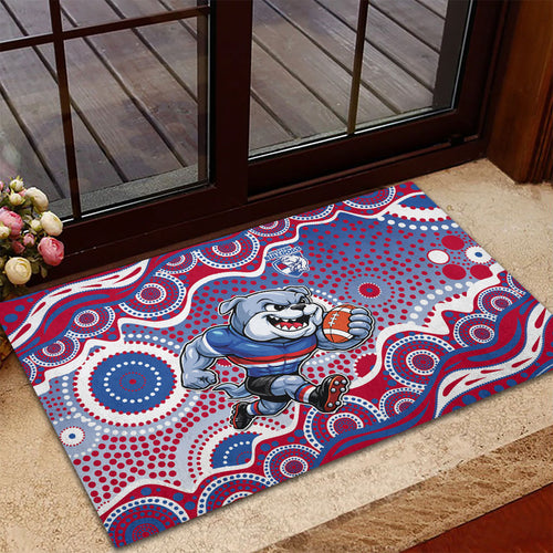 Western Bulldogs Rubber Doormat Aboriginal Dot Pattern - Football Mascot Heritage Pride
