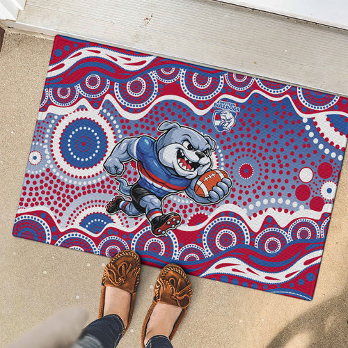 Western Bulldogs Rubber Doormat Aboriginal Dot Pattern - Football Mascot Heritage Pride
