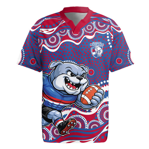 Western Bulldogs Rugby Jersey Aboriginal Dot Pattern - Football Mascot Heritage Pride