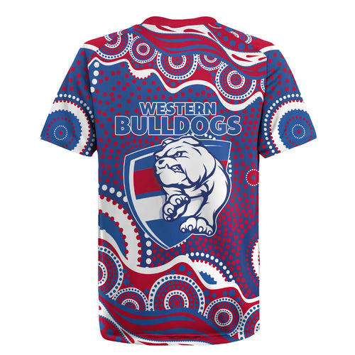 Western Bulldogs Rugby Jersey Aboriginal Dot Pattern - Football Mascot Heritage Pride