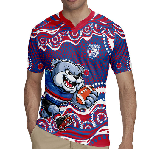 Western Bulldogs Rugby Jersey Aboriginal Dot Pattern - Football Mascot Heritage Pride