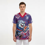 Western Bulldogs Scrub Top Aboriginal Dot Pattern - Football Mascot Heritage Pride