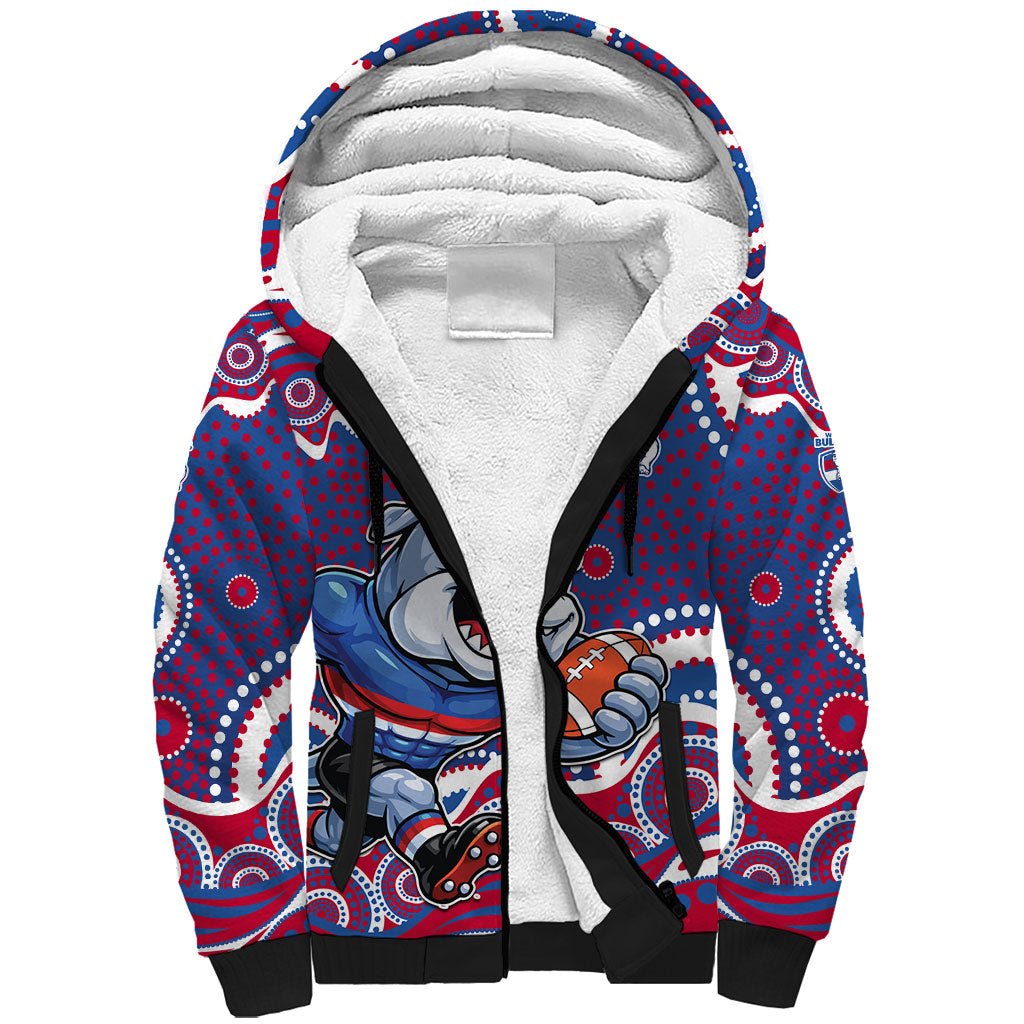 Western Bulldogs Sherpa Hoodie Aboriginal Dot Pattern - Football Mascot Heritage Pride