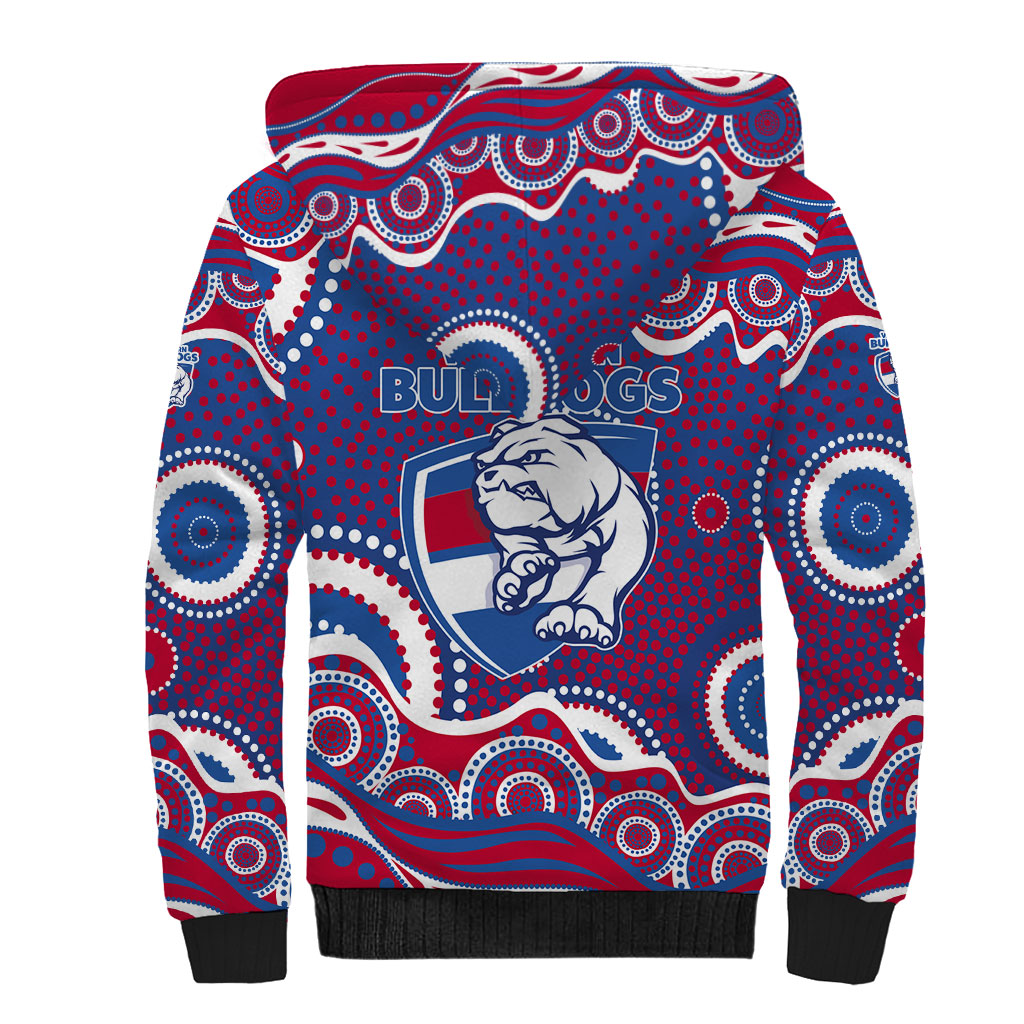 Western Bulldogs Sherpa Hoodie Aboriginal Dot Pattern - Football Mascot Heritage Pride