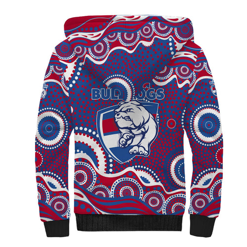 Western Bulldogs Sherpa Hoodie Aboriginal Dot Pattern - Football Mascot Heritage Pride