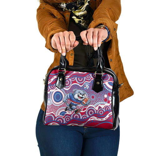 Western Bulldogs Shoulder Handbag Aboriginal Dot Pattern - Football Mascot Heritage Pride