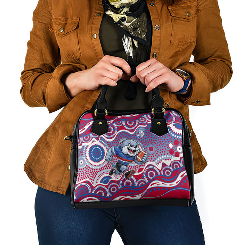 Western Bulldogs Shoulder Handbag Aboriginal Dot Pattern - Football Mascot Heritage Pride