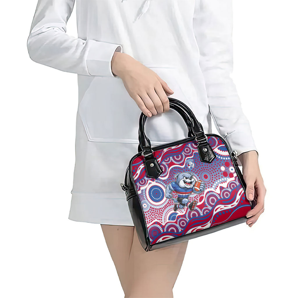 Western Bulldogs Shoulder Handbag Aboriginal Dot Pattern - Football Mascot Heritage Pride