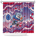 Western Bulldogs Shower Curtain Aboriginal Dot Pattern - Football Mascot Heritage Pride