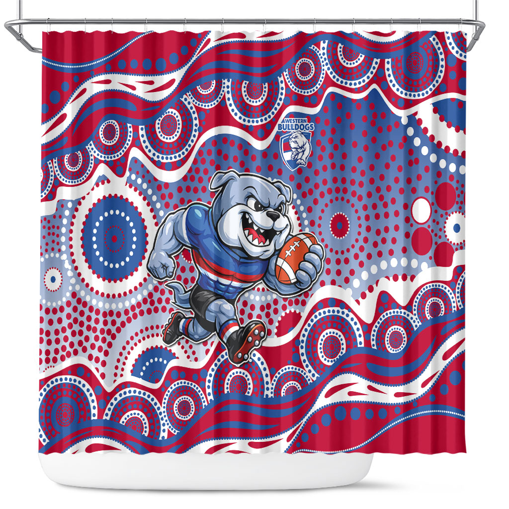 Western Bulldogs Shower Curtain Aboriginal Dot Pattern - Football Mascot Heritage Pride