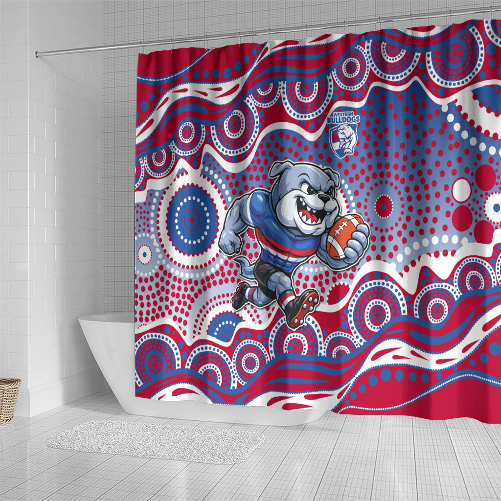 Western Bulldogs Shower Curtain Aboriginal Dot Pattern - Football Mascot Heritage Pride