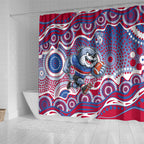 Western Bulldogs Shower Curtain Aboriginal Dot Pattern - Football Mascot Heritage Pride