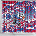 Western Bulldogs Shower Curtain Aboriginal Dot Pattern - Football Mascot Heritage Pride