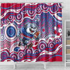 Western Bulldogs Shower Curtain Aboriginal Dot Pattern - Football Mascot Heritage Pride