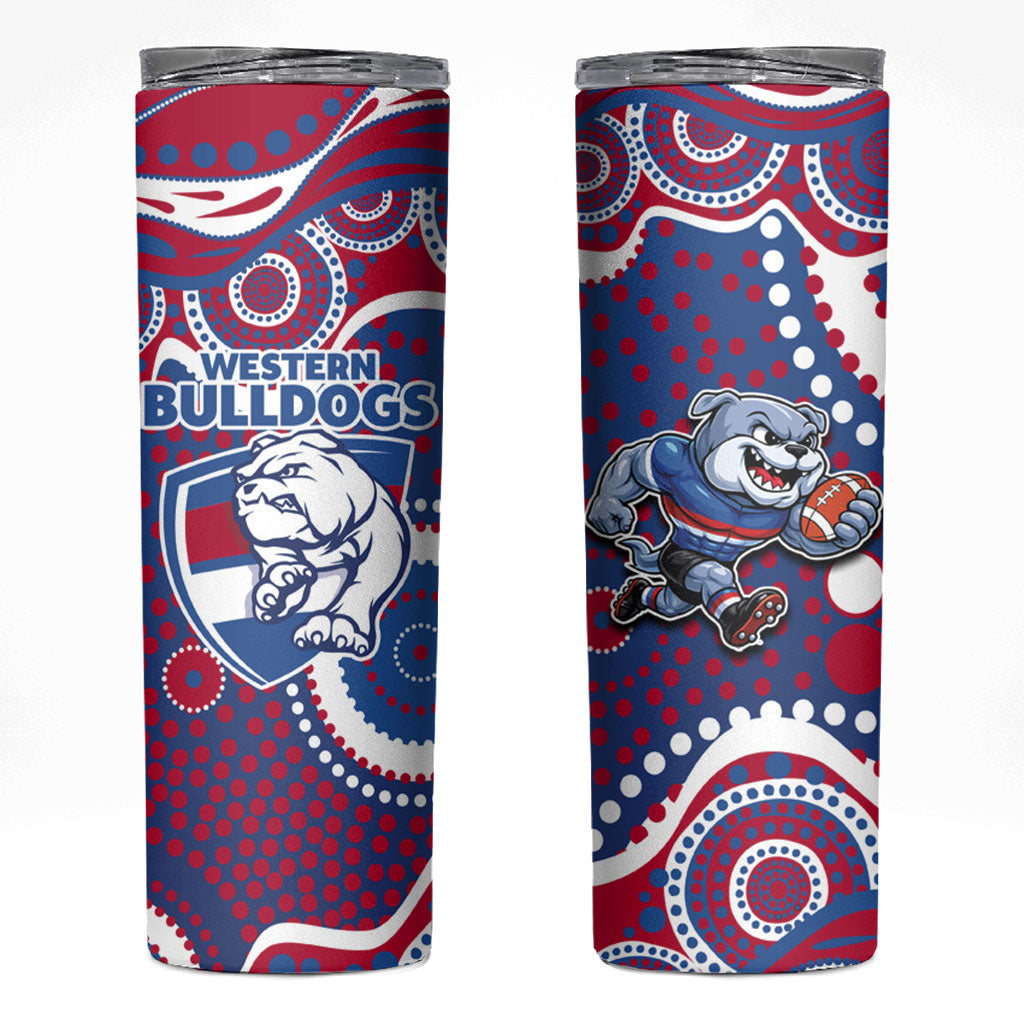 Western Bulldogs Skinny Tumbler Aboriginal Dot Pattern - Football Mascot Heritage Pride