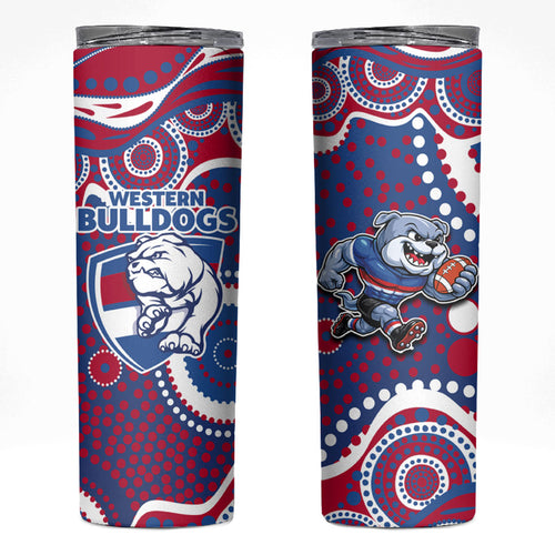 Western Bulldogs Skinny Tumbler Aboriginal Dot Pattern - Football Mascot Heritage Pride