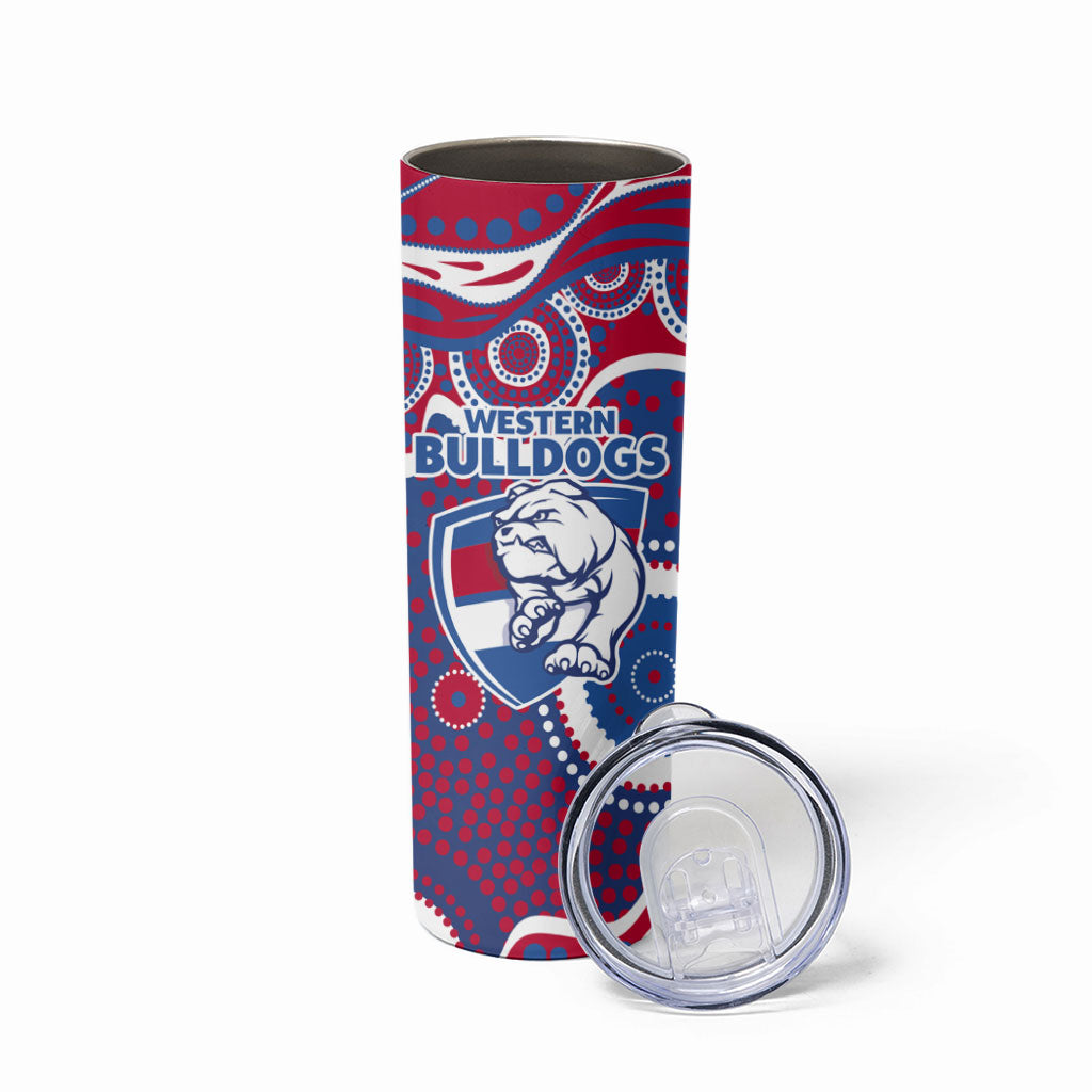 Western Bulldogs Skinny Tumbler Aboriginal Dot Pattern - Football Mascot Heritage Pride