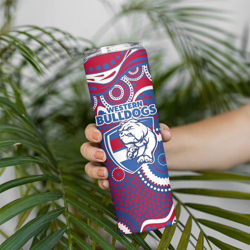 Western Bulldogs Skinny Tumbler Aboriginal Dot Pattern - Football Mascot Heritage Pride