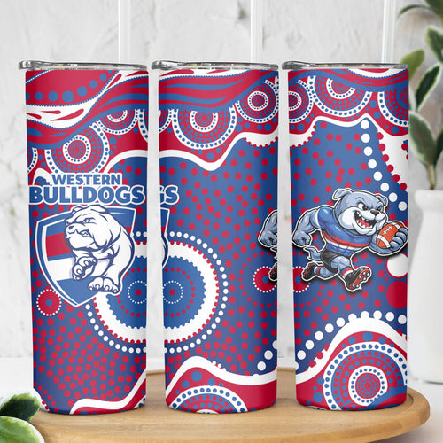 Western Bulldogs Skinny Tumbler Aboriginal Dot Pattern - Football Mascot Heritage Pride