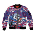 Western Bulldogs Sleeve Zip Bomber Jacket Aboriginal Dot Pattern - Football Mascot Heritage Pride